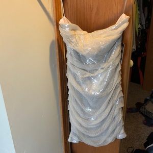 Sparkly fitted dress.